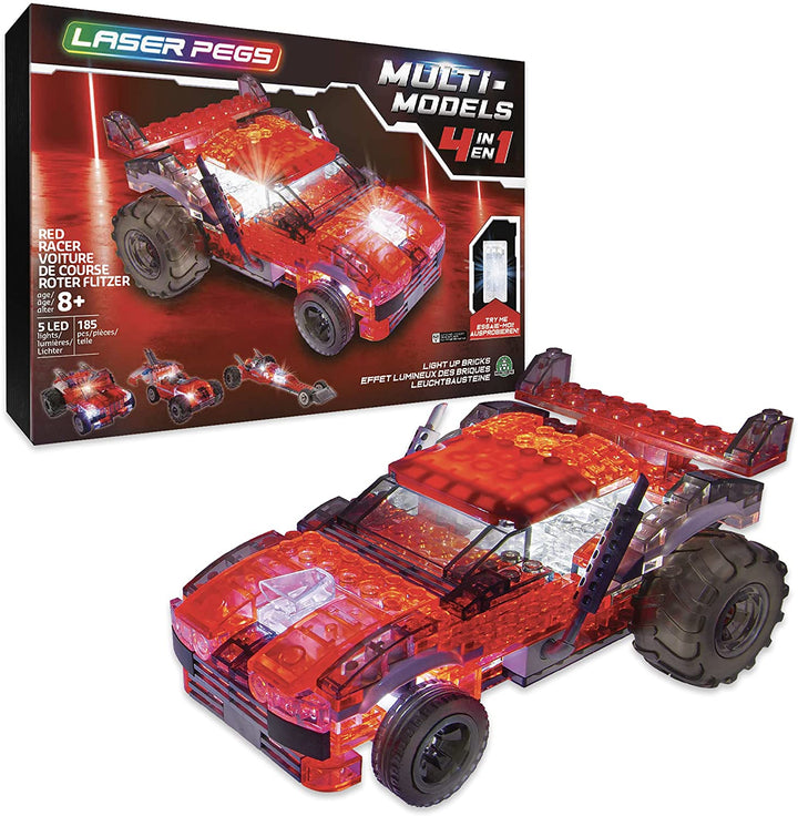 giochi preziosi s.p.a. LAU01000 Laser Pegs Models-4-in-1 Red Racer, Multi Colour