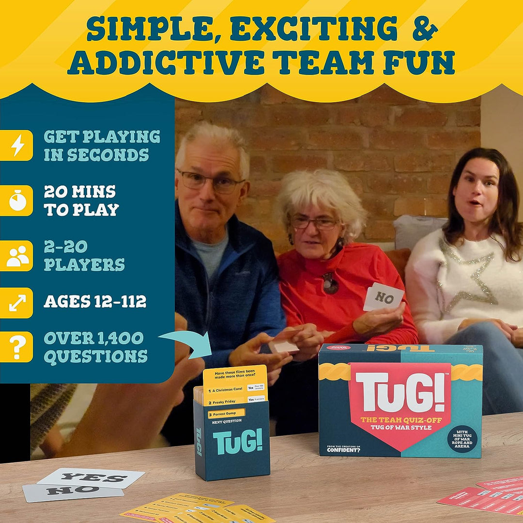 TUG! Board Game: Exciting Family Party Game - Team Tug of War Quiz Game
