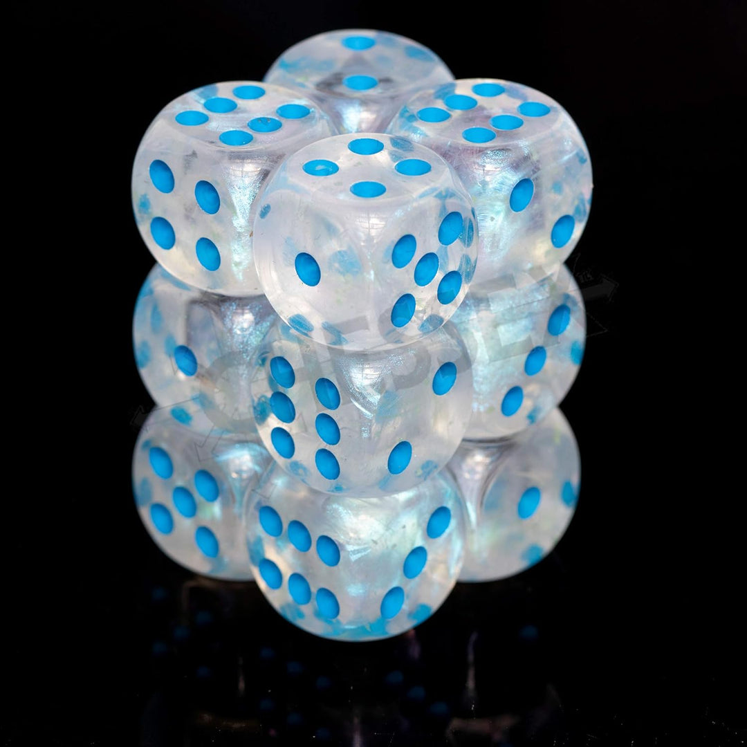 Chessex Borealis 16mm d6 Icicle/Light Blue Luminary Dice Block