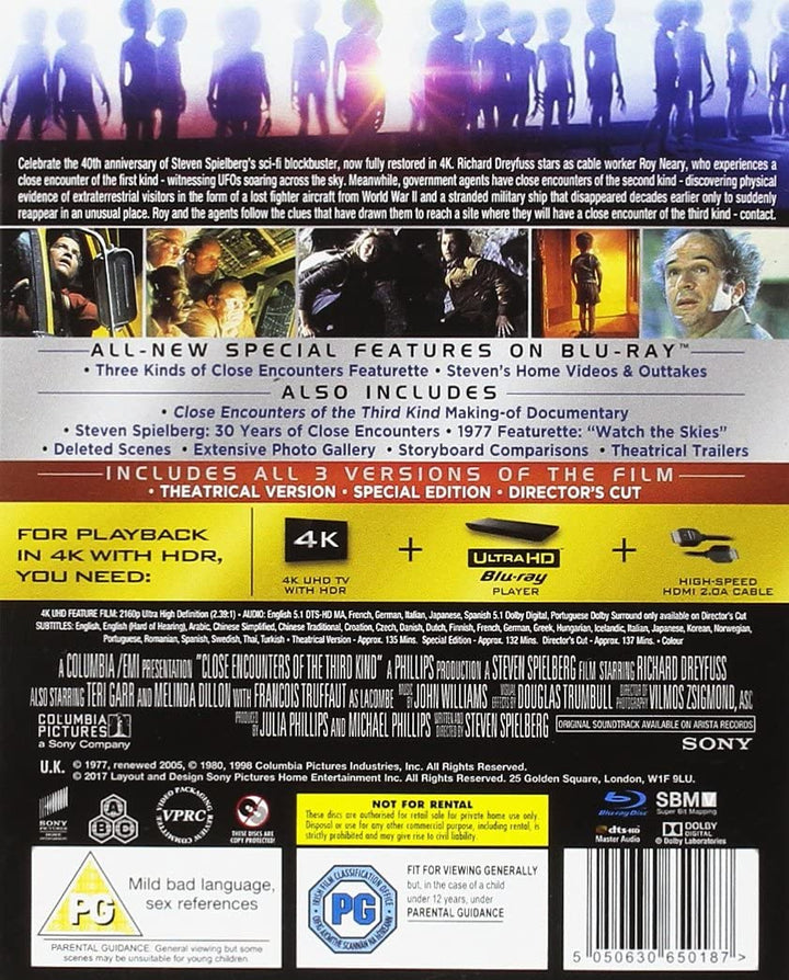 Close Encounters Of The Third Kind -Sci-fi/Drama [Blu-ray]