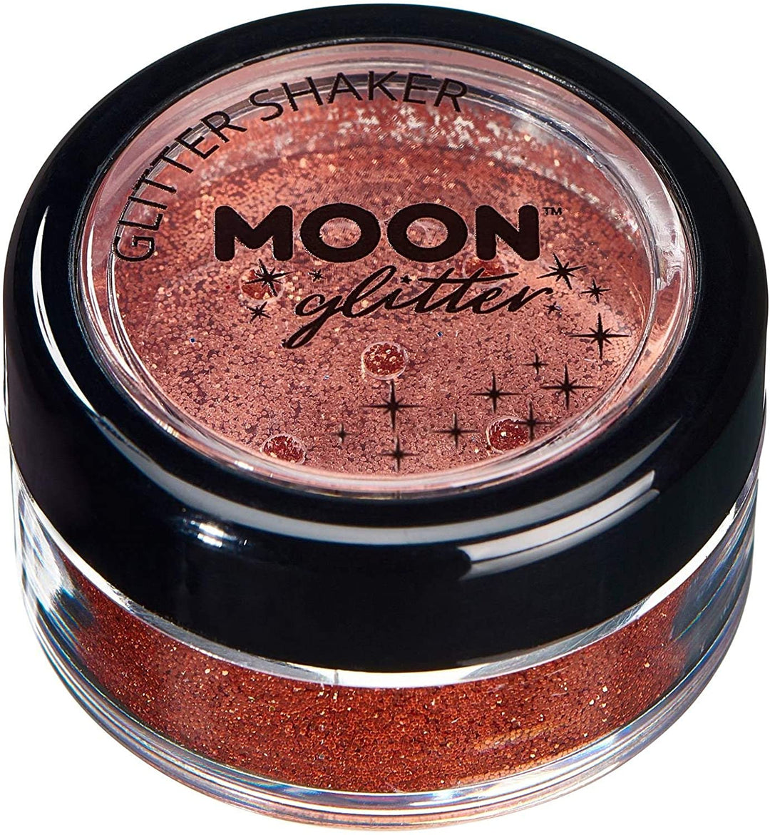 Classic Fine Glitter Shakers by Moon Glitter Copper Bronze - Cosmetic Festival Makeup Glitter for Face, Body, Nails, Hair, Lips - 5g