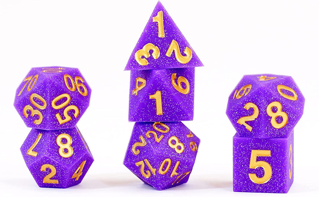 Metallic Dice Games 16mm Sharp Edge Silicone Rubber Poly DND Dice Set: Regal Ricochet, Role Playing Game Dice for Dungeons and Dragons