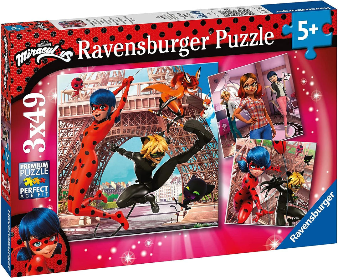 Ravensburger Miraculous: Geschichten von Ladybug und Cat Noir 3 x 49-teiliges Puzzle