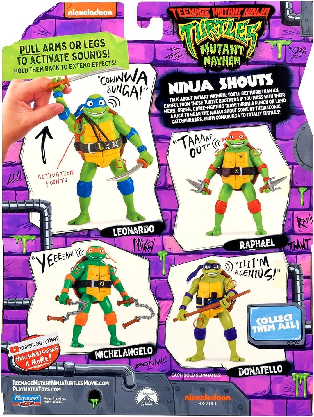 Teenage Mutant Ninja Turtles 83351CO Mutant Mayhem 5.5-Inch Leonardo Deluxe Ninja Shouts Figure