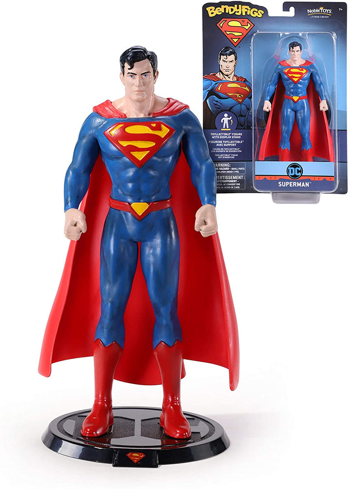 The Noble Collection DC Comics Bendyfigs Superman - 7.5in (19cm) Noble Toys DC Bendable Posable Collectible Doll Figures With Stand