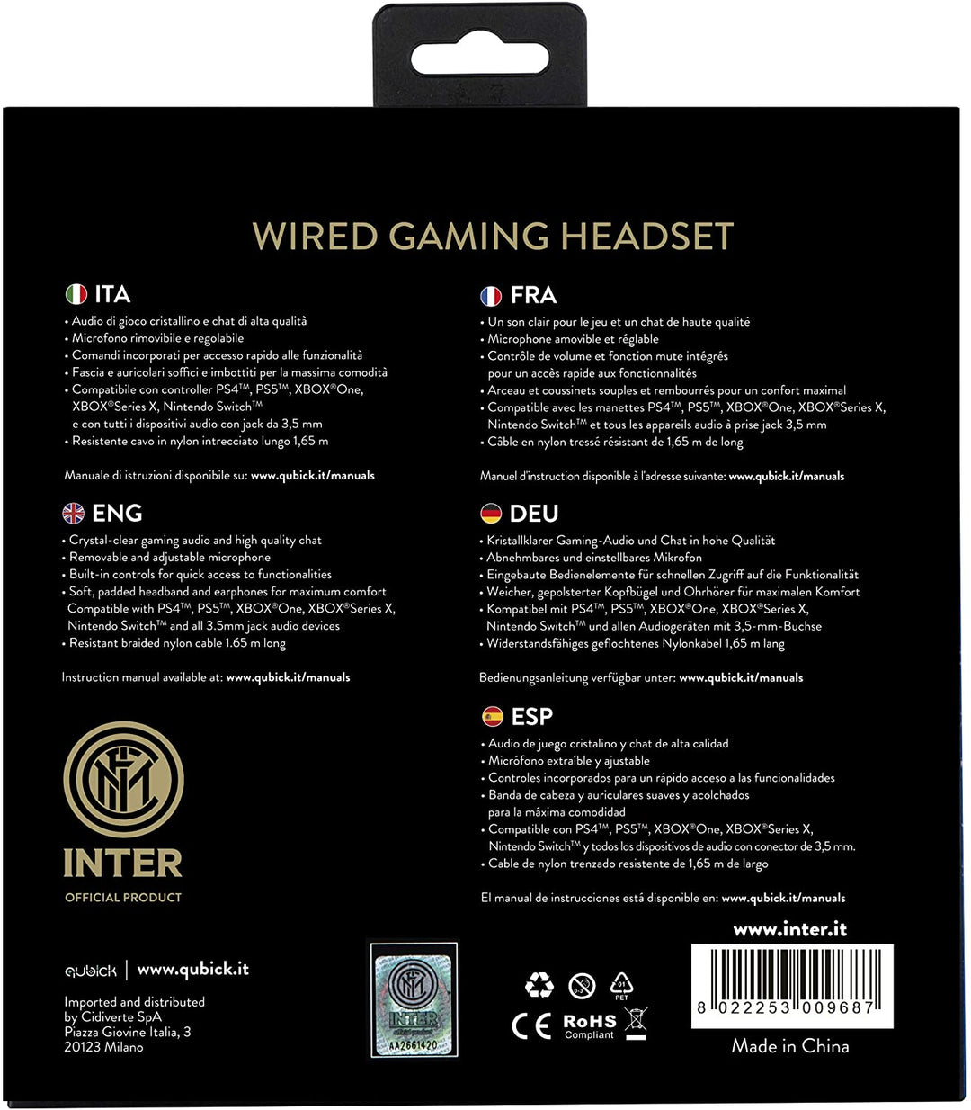 Inter Milan Wired Gaming Headset /Headset (PS4////)