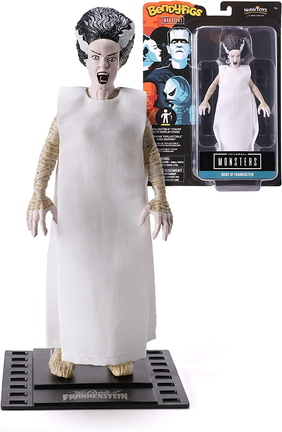 The Noble Collection Bendyfigs Bride Of Frankenstein Officially Licensed 19cm Bendable Toy Posable Collectable Doll Figures With Stand - For Kids & Adults
