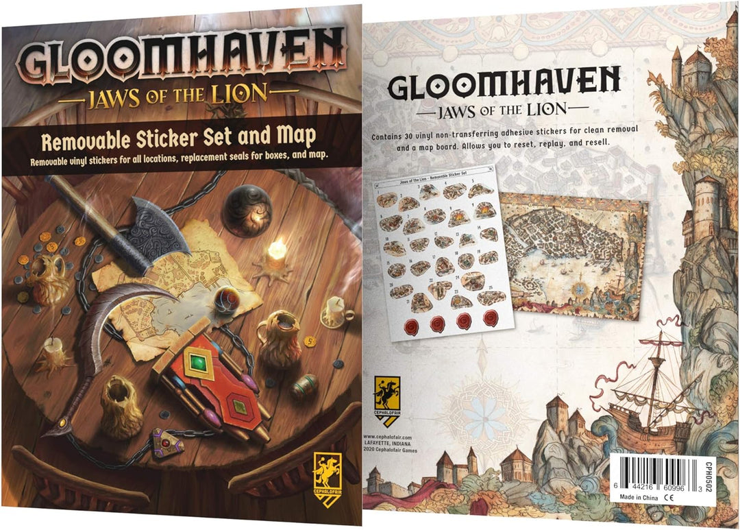 Gloomhaven: Jaws of The Lion Removable Sticker Set & Map