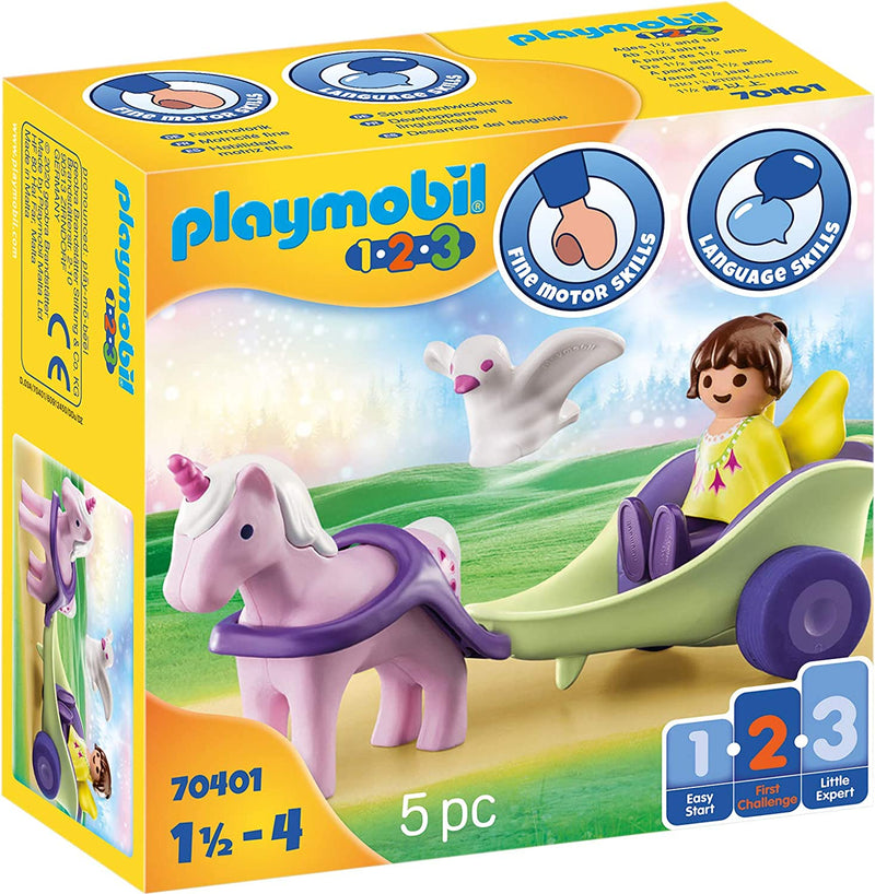 Playmobil 1.2.3 70401 Unicorn Carriage with Fairy for Children Ages 1.5 - 4