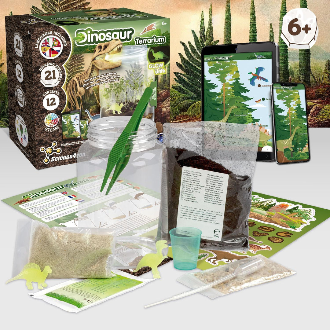 Science4you Dinosaur Terrarium Kit - Make Your Own Terrarium, Glow in the Dark