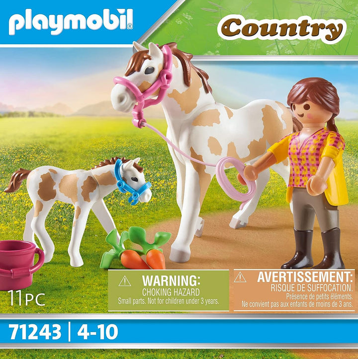 Playmobil 71243 Country Horse with Foal, Animals for the Riding Stable and farm