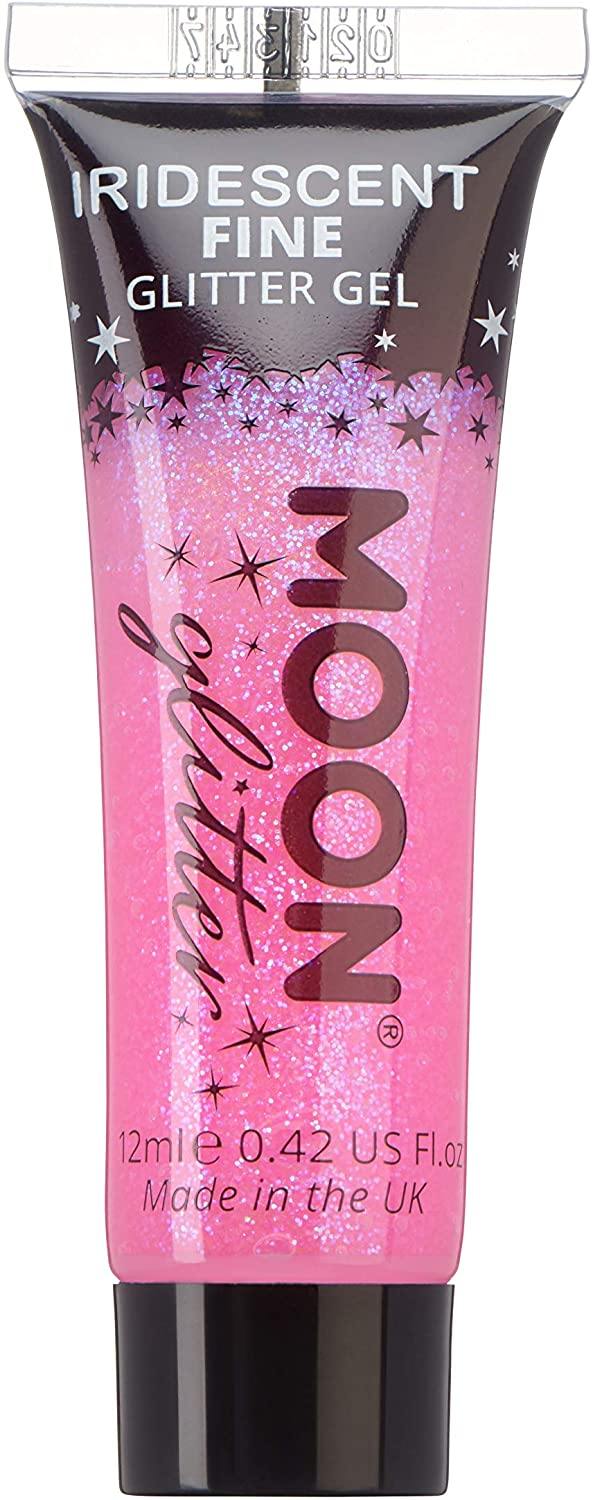 Iridescent Fine Face & Body Glitter Gel by Moon Glitter Pink for Face Body Hair Nails 12ml - Yachew
