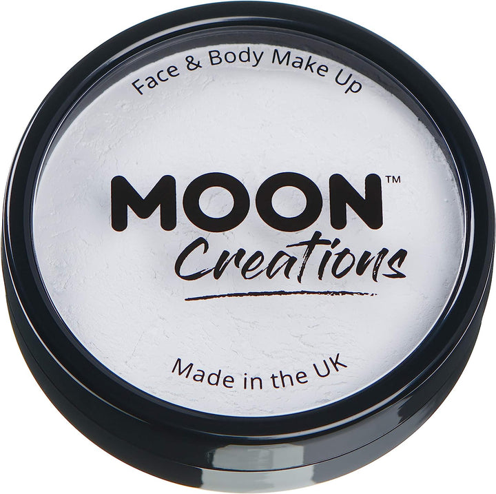 Pro Face & Body Paint Cake Pots by Moon Creations - White - Professional Water Based Face Paint Makeup for Adults, Kids - 36g