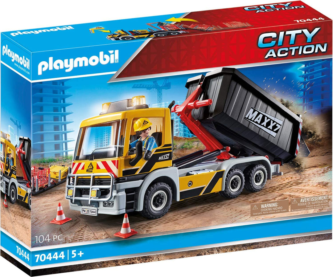 Playmobil 70444 City Action Construction Truck with Tilting Trailer, for Children Ages 5+