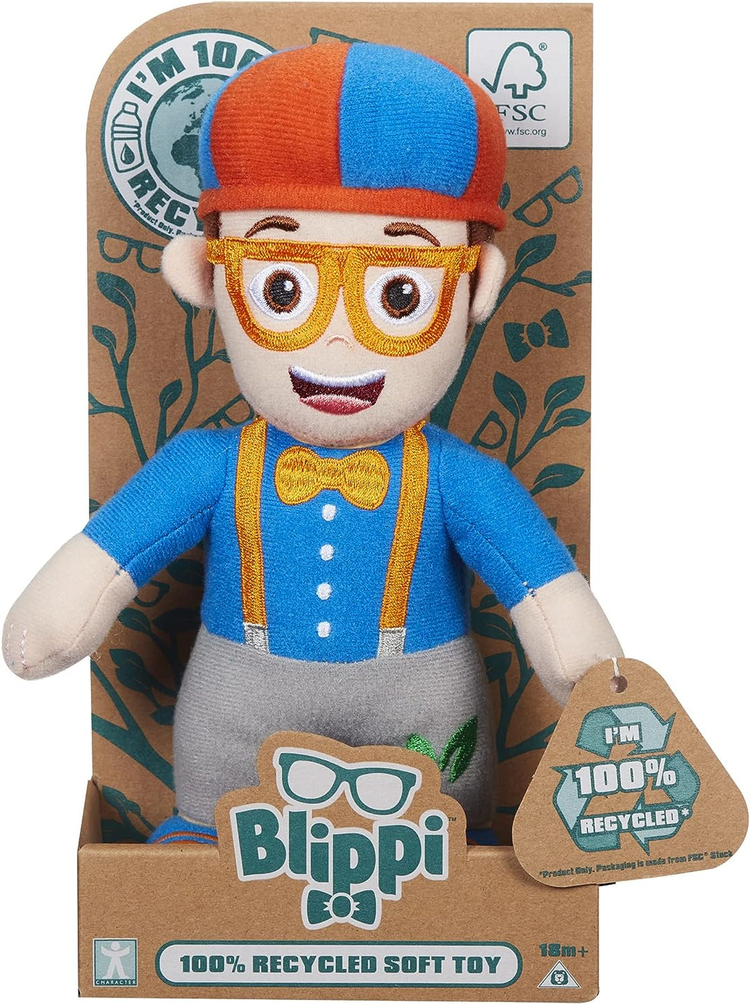 Blippi Eco Soft Toy, 100% Recycled materials, Blippi Gift, Sustainable Toy