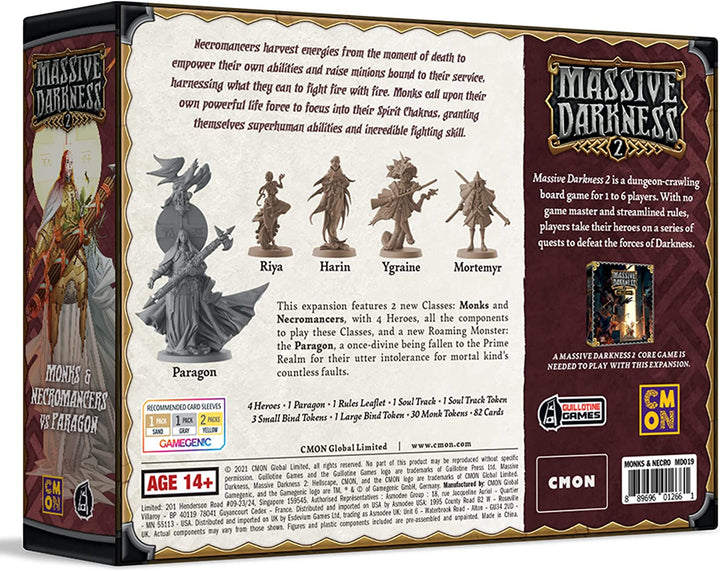 Massive Darkness 2 Monks Necromancers vs The Paragon Heroes & Monster Set