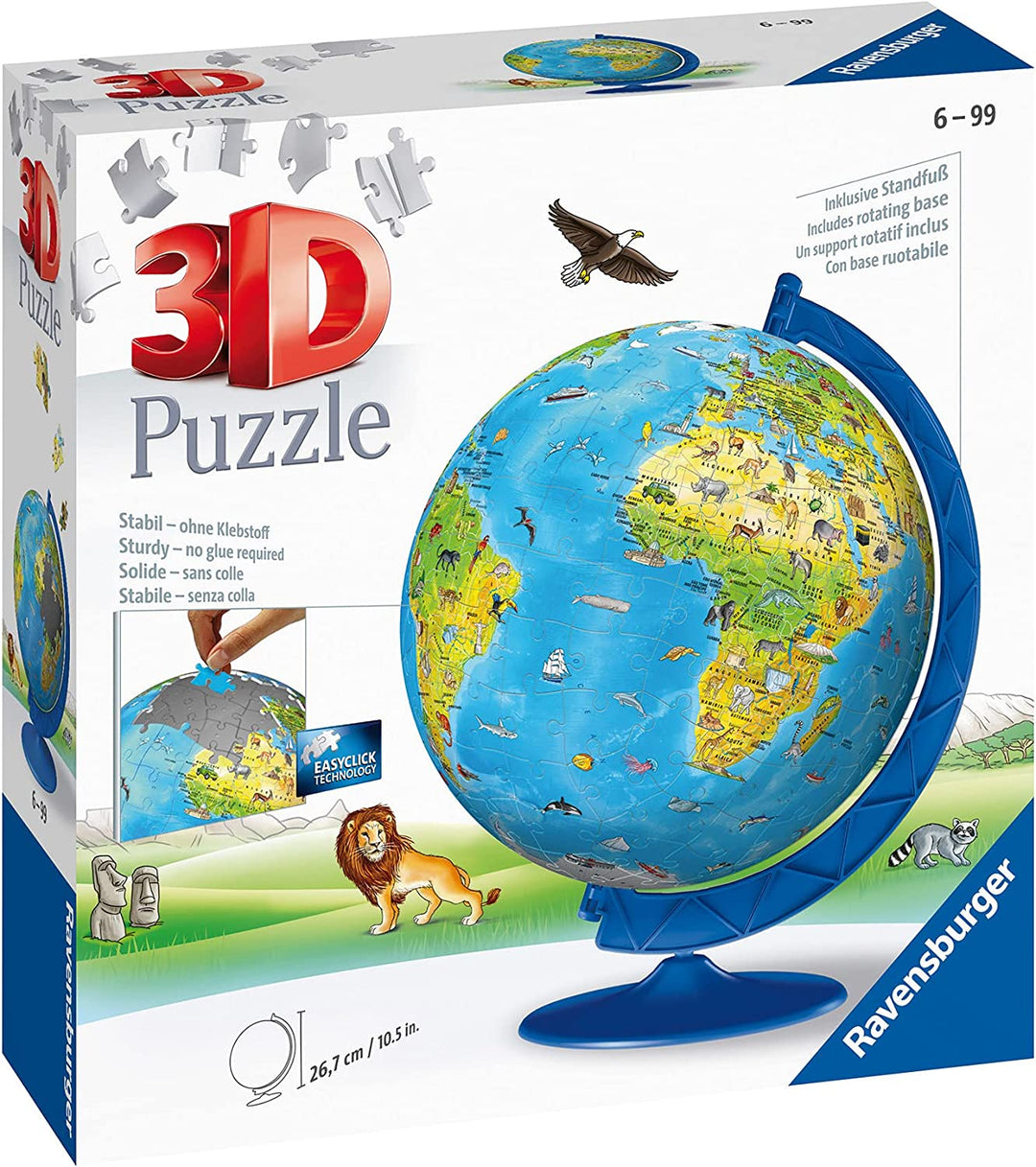 Ravensburger 12338 Children's World Map 3D Puzzle, 180pc
