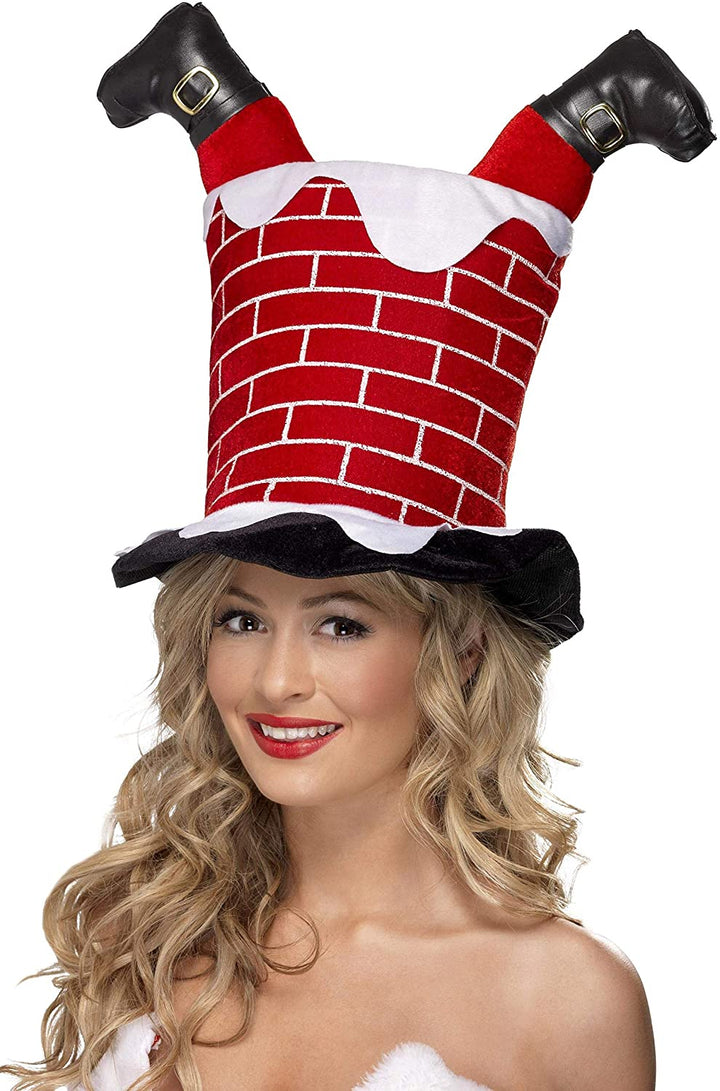 Smiffys Santa Stuck in Chimney Hat, Red, One Size