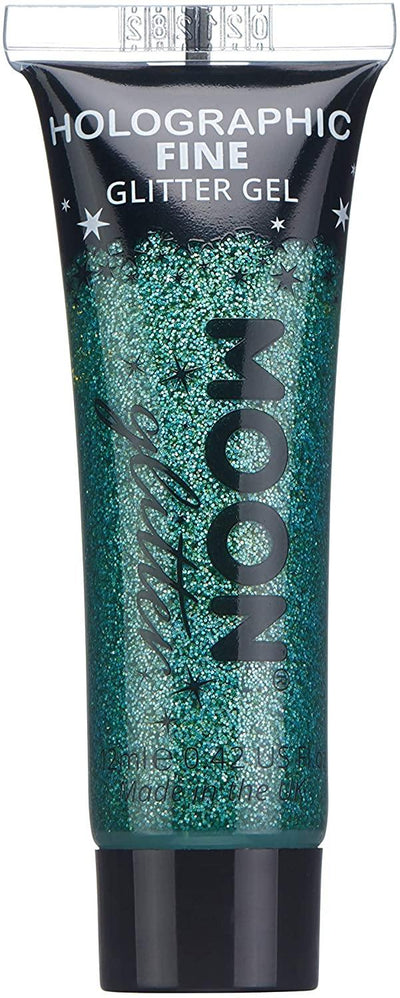 Holographic Fine Face & Body Glitter Gel by Moon Glitter Green Cosmetic Festival Glitter Face Paint for Face Body Hair Nails - Yachew