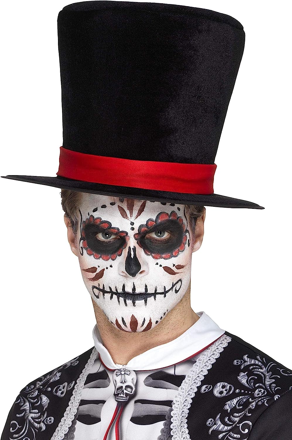 Smiffys 48172 Day of The Dead Top Hat, Black, One Size