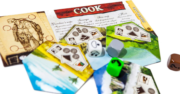 Kooperatives Brettspiel „Robinson Crusoe: Abenteuer auf der verfluchten Insel“.