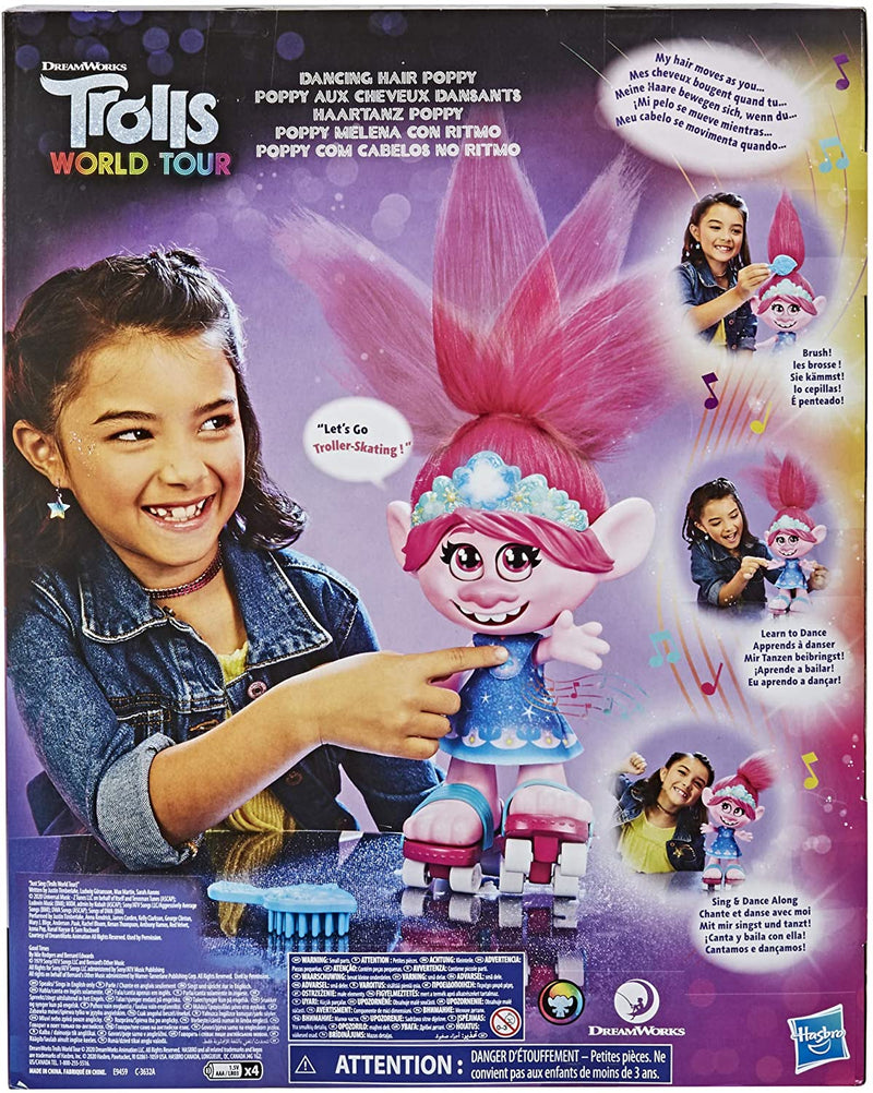 DreamWorks Trolls World Tour Dancing Hair Poppy Interactive Talking Singing Doll with Moving