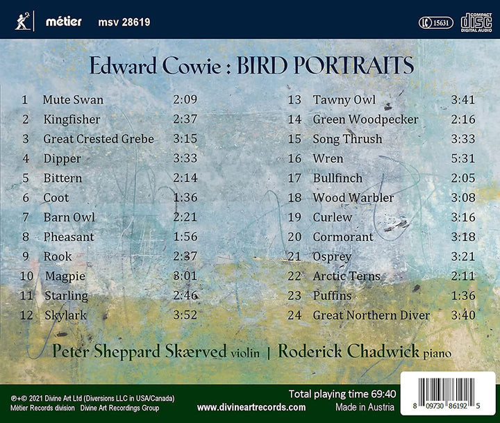 Cowie: Bird Portraits [Peter Sheppard Skærved; Roderick Chadwick] [Divine Art: MSV28619] [Audio CD]