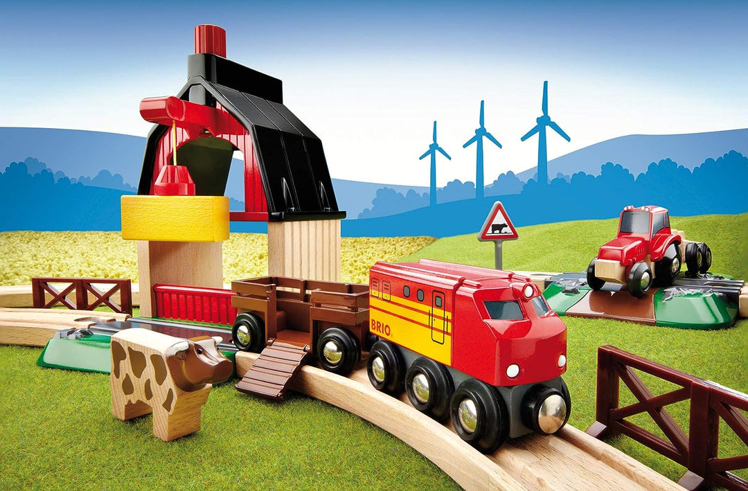 BRIO World Farm Train-Set für Kinder ab 3 Jahren – kompatibel mit allen BRIO-Eisenbahnsets und Zubehör