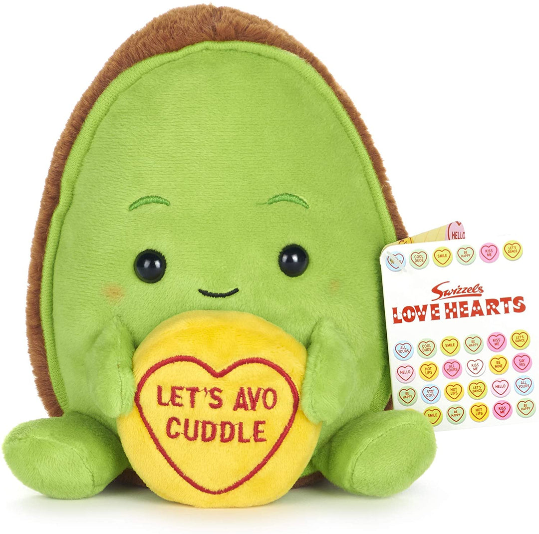 Posh Paws 37333 Swizzels Love Hearts 18cm Avocado Let's Avo Cuddle Message Soft Toy, Green