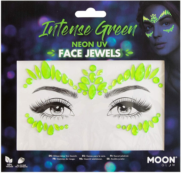 Neon UV Face Jewels by Moon Glow - Festival Face Body Gems, Crystal Make up Eye Glitter Stickers, Temporary Tattoo Jewels