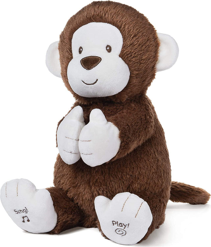 Gun Animated Clappy Monkey Singing and Clapping Plush Stuffed Animal, Brown, 30.5 cm - Yachew