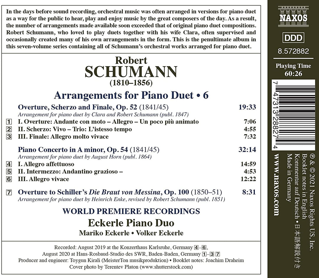 Eckerle Piano Duo - Schumann: Piano Duet Vol.6 [Eckerle Piano Duo] [Naxos: 8572882] [Audio CD]