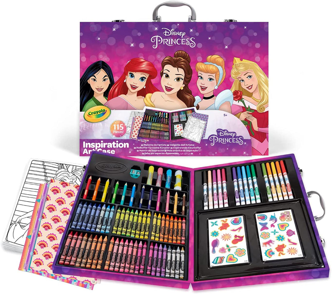 CRAYOLA Disney Princess Inspiration Art Case, 115 Art & Coloring Supplies, Gift for Kids for Age 5+