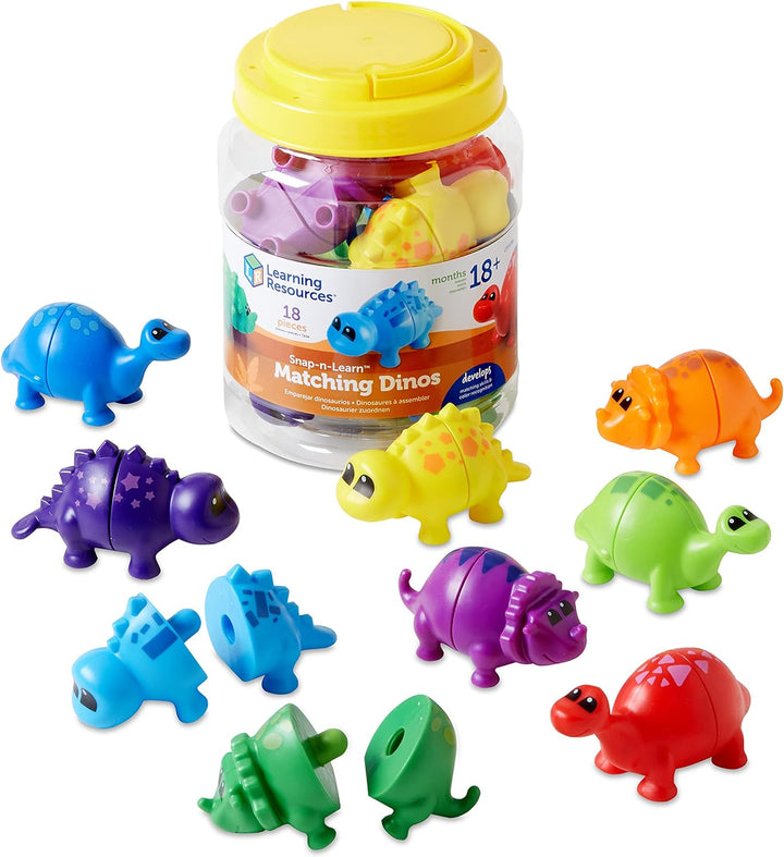 Learning Resources Snap-n-Learn Matching Dinos 18 Pieces, Ages 18+ Months
