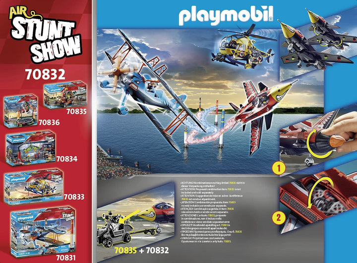 PLAYMOBIL Air Stunt Show 70832 Eagle Jet, Toy Plane with Wind-Up Motor, Aeroplane