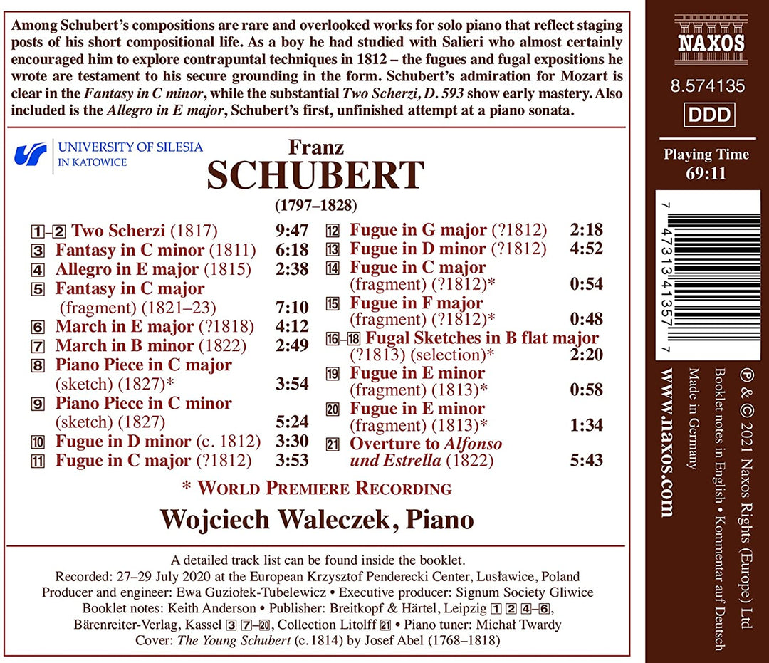 Wojciech Waleczek - Schubert: Rarities [Naxos: 8574135] [Audio CD]