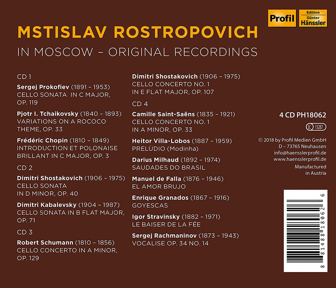 Mstislav Rostropovich - Rostropovich In Moscow [Mstislav Rostropovich] [Profil: PH18062] [Audio CD]