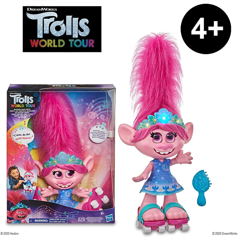 DreamWorks Trolls World Tour Dancing Hair Poppy Interactive Talking Singing Doll with Moving
