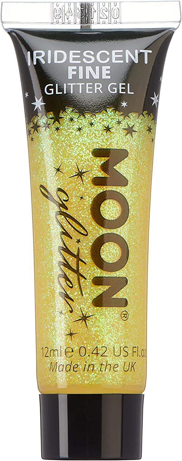 Iridescent Fine Face & Body Glitter Gel by Moon Glitter - Yellow - Cosmetic Festival Glitter Face Paint for Face, Body, Hair, Nails - 12ml
