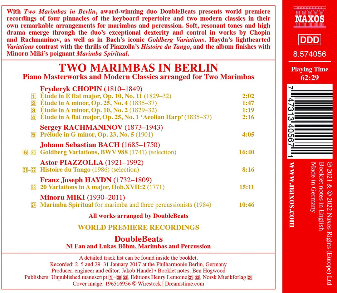 Bach: Two Marimbas In Berlin [DoubleBeats: Ni Fan und Lukas Böhm] [Naxos: 8574056] [Audio CD]