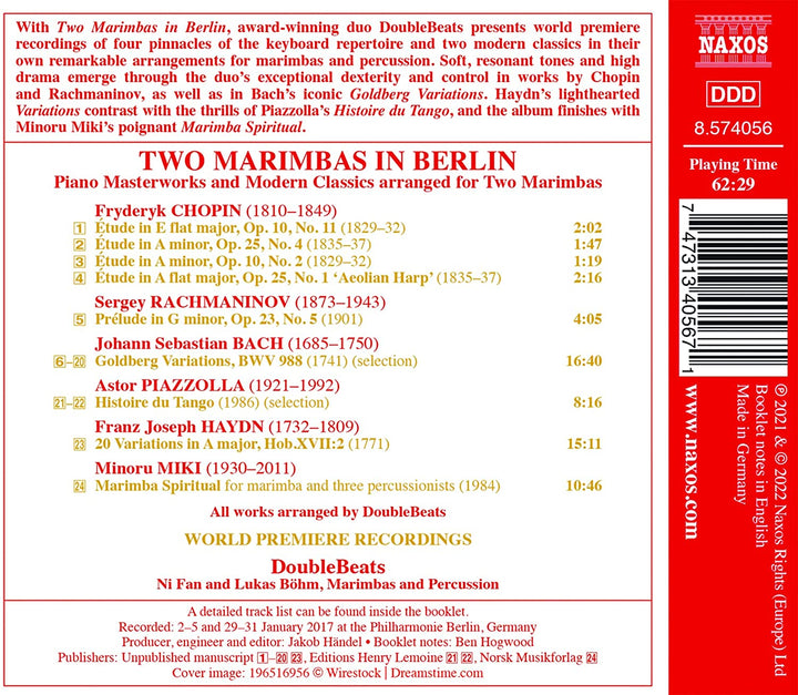 Bach: Two Marimbas In Berlin [DoubleBeats: Ni Fan und Lukas Böhm] [Naxos: 8574056] [Audio CD]