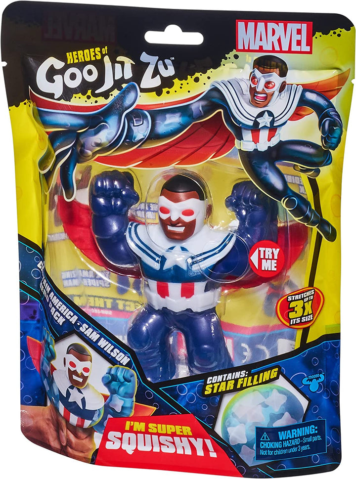 Goo Jit Zu Marvel Hero Pack. Captain America - Sam Wilson - Squishy 4.5-Inch Tal