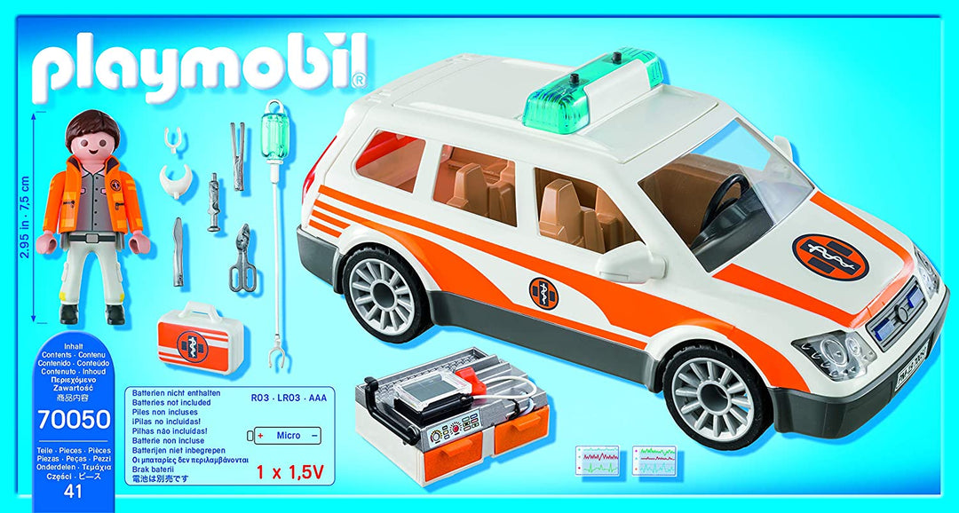 Playmobil 70050 City Life Hospital Emergency Car with Lights and Sound