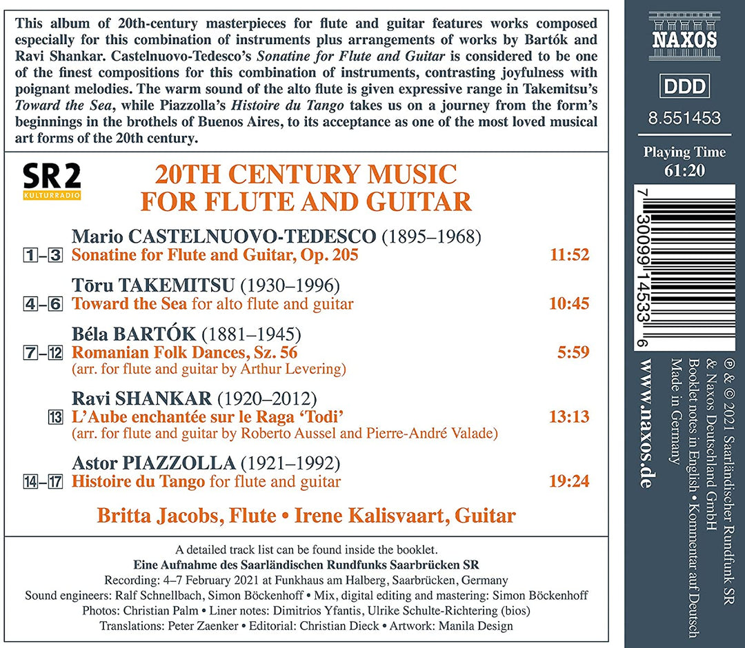 Britta Jacobs - Bartok: Flöten- und Gitarrenmusik [Britta Jacobs; Irene Kalisvaart] [Naxos: 8551453] [Audio CD]