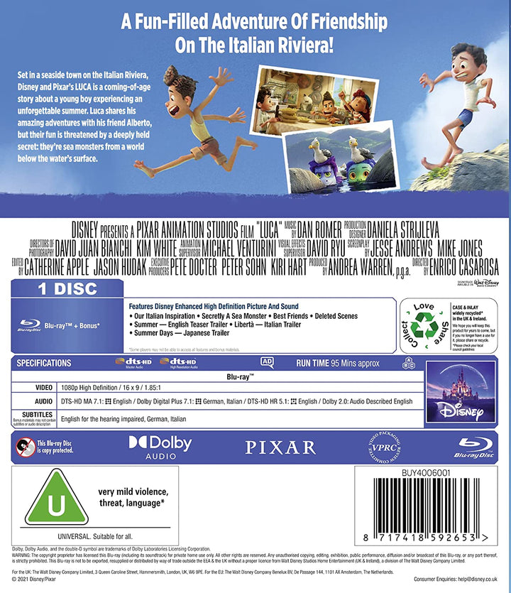 Disney & Pixar's Luca Blu-ray - Animation [Blu-ray]