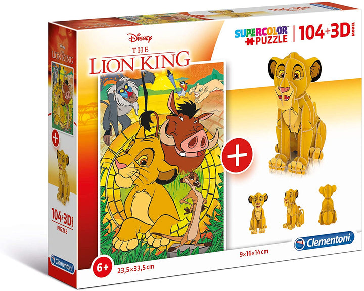 Clementoni - 20158 - Puzzle for Children -3D Model-Lion King-104 Pieces