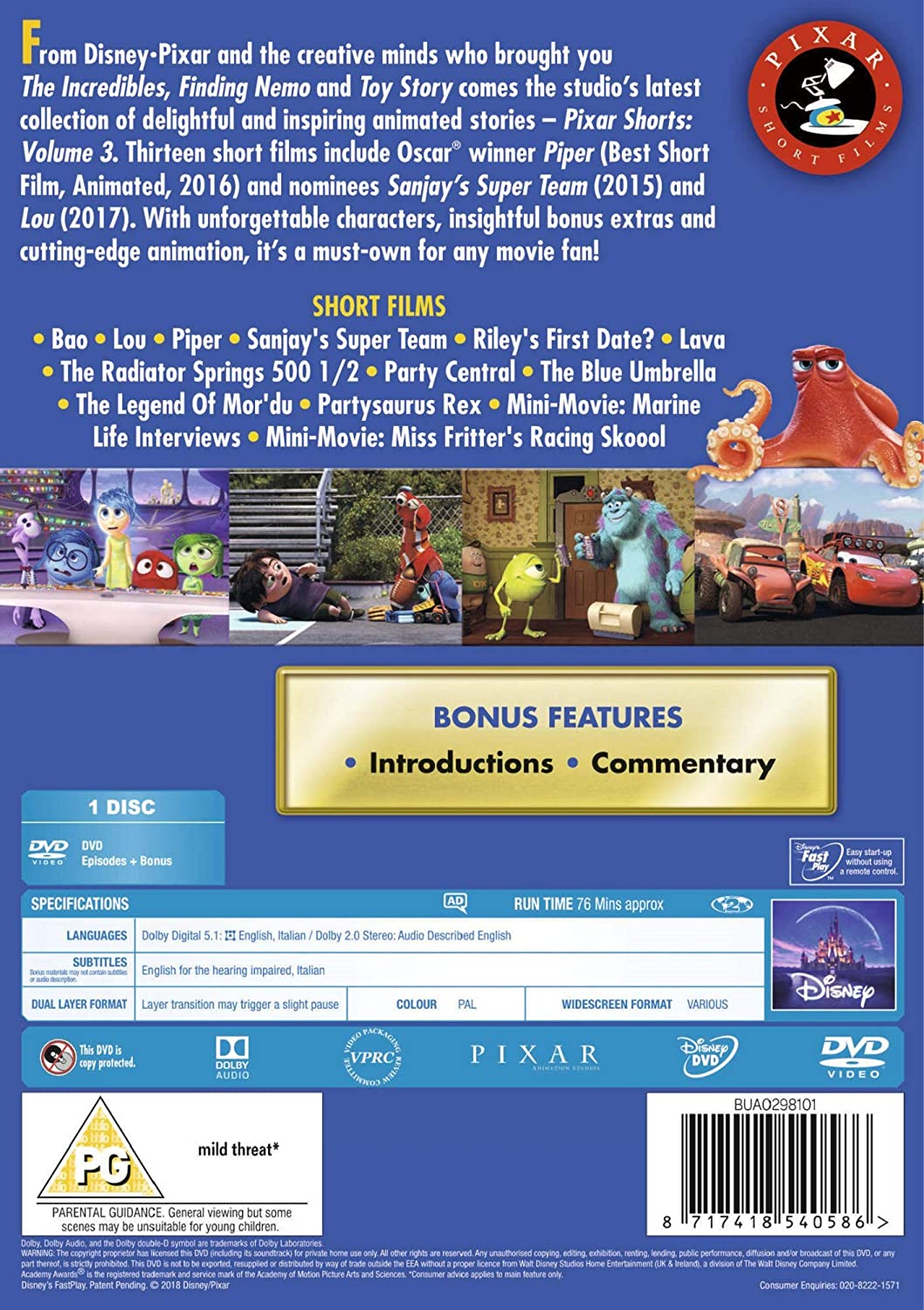 Pixar Short Films Collection: Vol. 3 - Comedy [DVD]