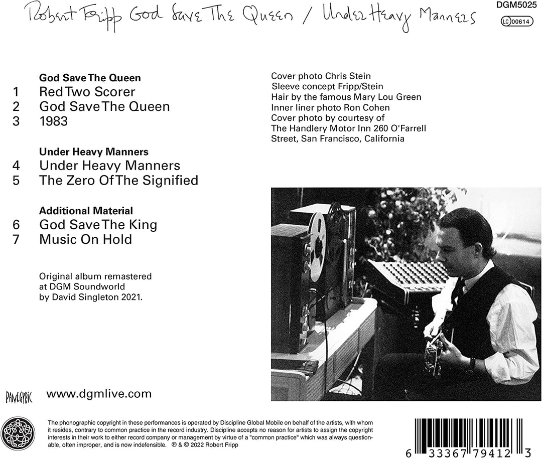 Robert Fripp - God Save The Queen / Under Heavy Manners [Audio CD]