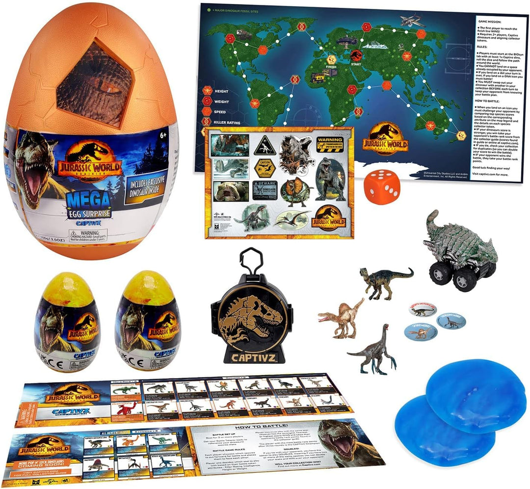 Jurassic World Captivz Dominion Mega Egg Mega Fun With Pop n Lock Dinosaur Toys