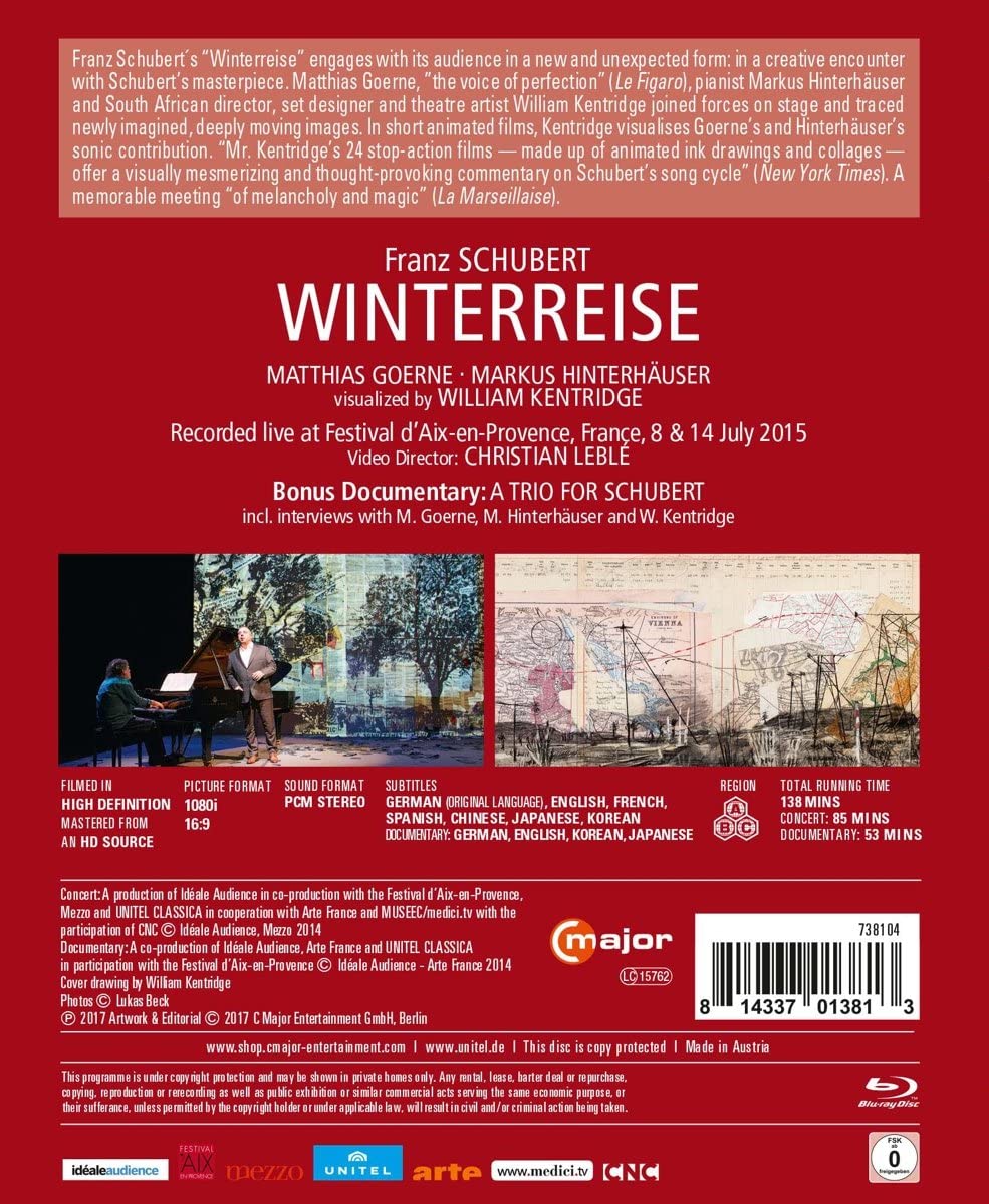 Schubert: Winterreise - Visualised By William Kentridge [Matthias Goerne; Markus Hinterhäuser] [C Major Entertainment: 738104] [Blu-ray] [2017] [Blu-ray]